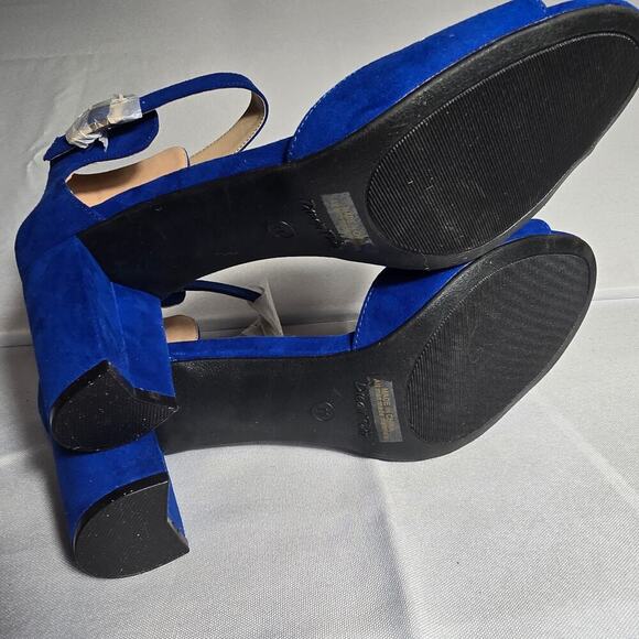 Dream Pairs Chunky Low Heel Ankle Strap Royal Blue Dress Heels Size 11 - Picture 6 of 7